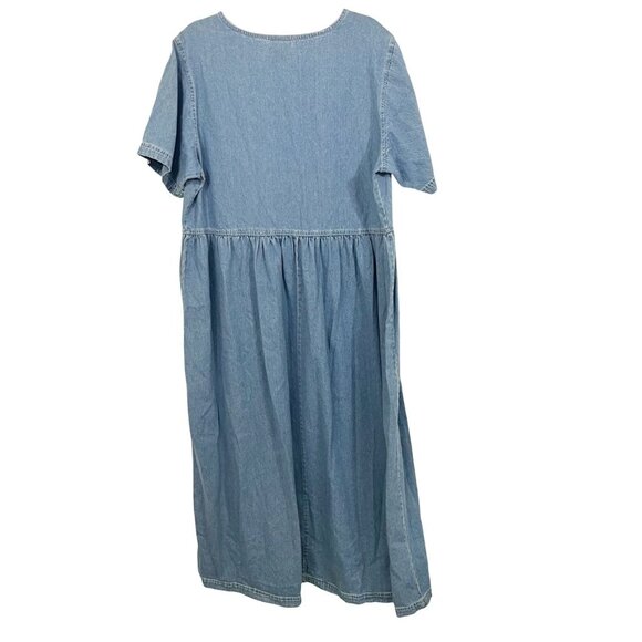 Vintage Walt Disney World Denim Character Embroidered Maxi Dress - Size XXL - Picture 2 of 7